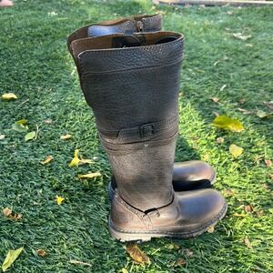 Harley Davidson Cyndie Leather Motorcycle Riding Boots‎ Buckle Studs Side Zip